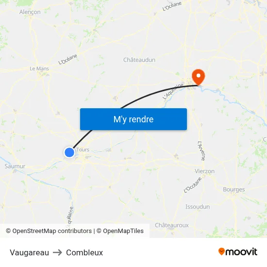 Vaugareau to Combleux map