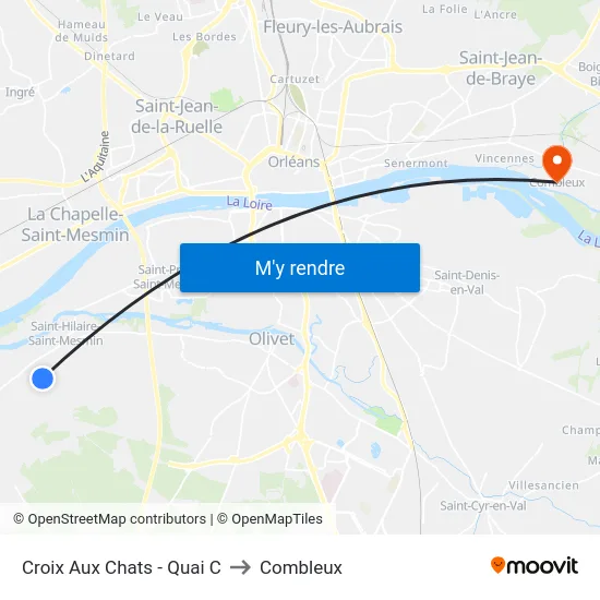Croix Aux Chats - Quai C to Combleux map