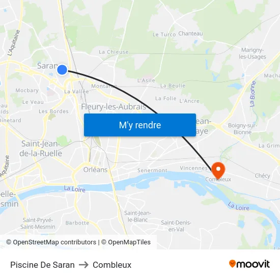 Piscine De Saran to Combleux map