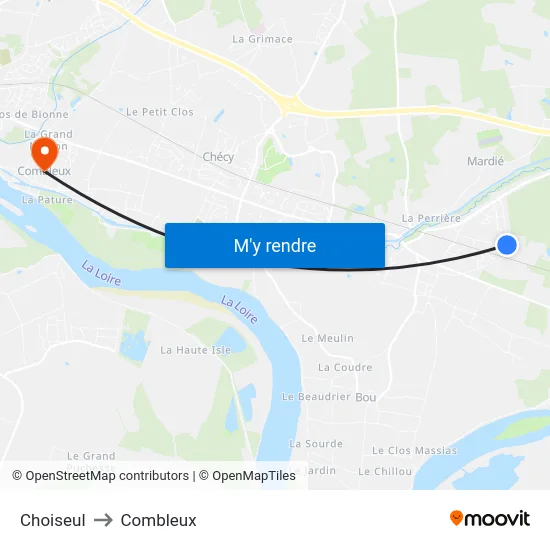 Choiseul to Combleux map