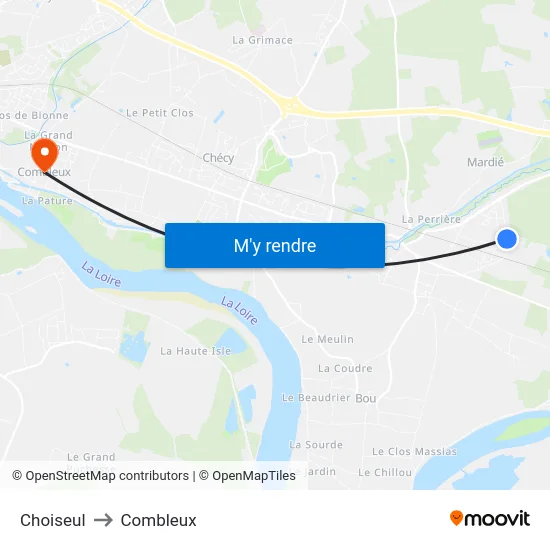 Choiseul to Combleux map