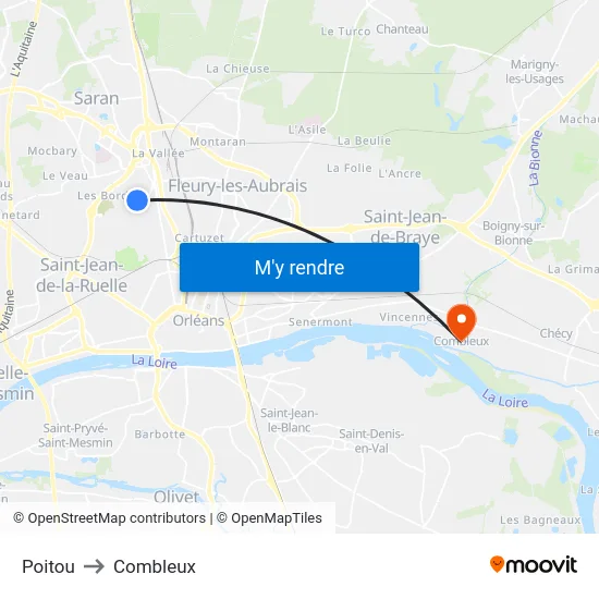 Poitou to Combleux map
