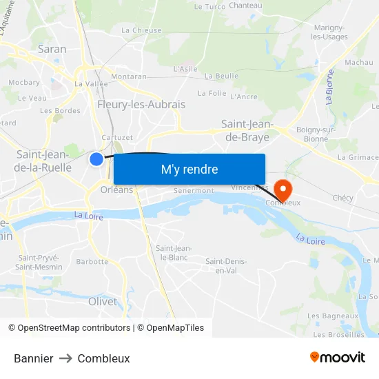 Bannier to Combleux map