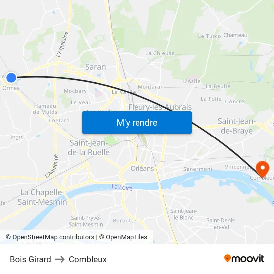 Bois Girard to Combleux map