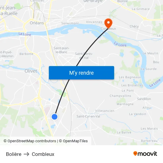 Bolière to Combleux map