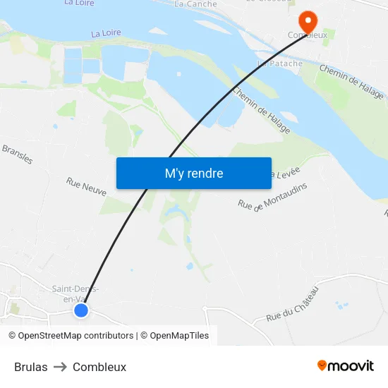 Brulas to Combleux map