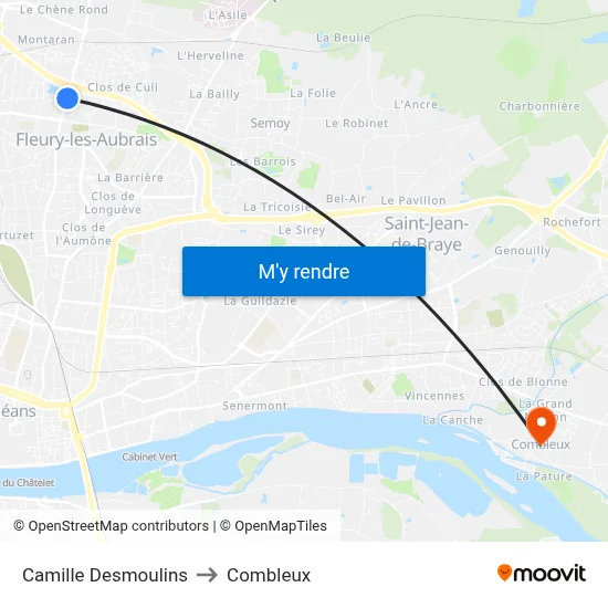 Camille Desmoulins to Combleux map