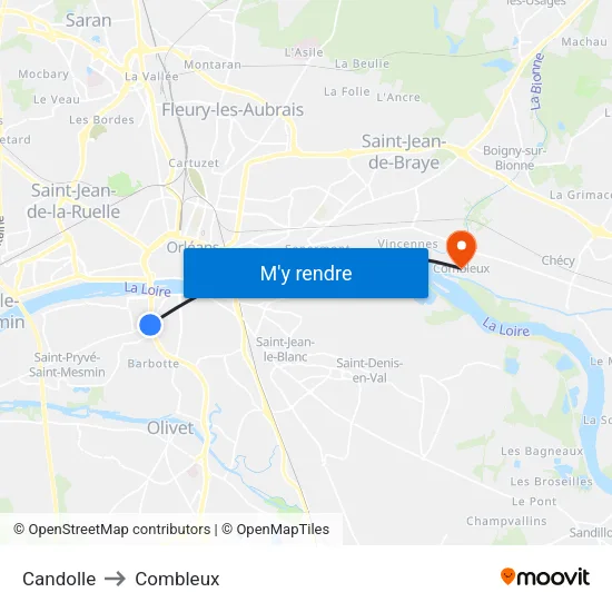Candolle to Combleux map
