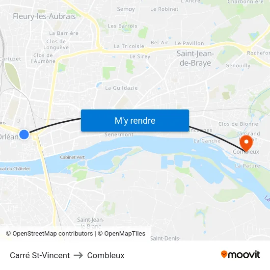 Carré St-Vincent to Combleux map