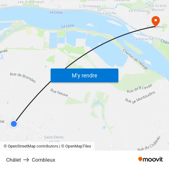 Châlet to Combleux map