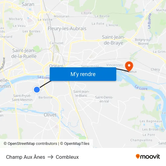 Champ Aux Ânes to Combleux map