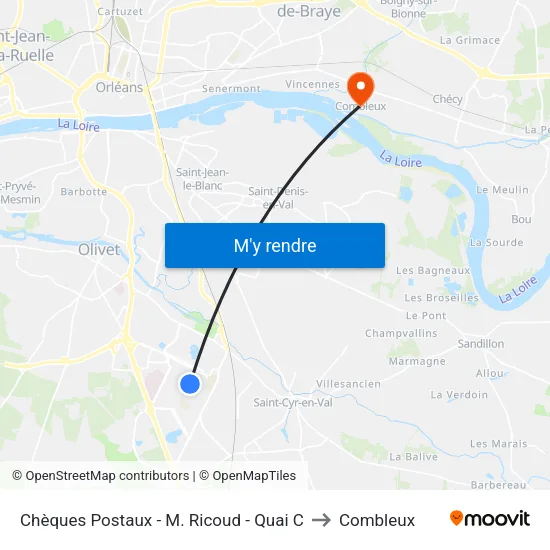 Chèques Postaux - M. Ricoud - Quai C to Combleux map