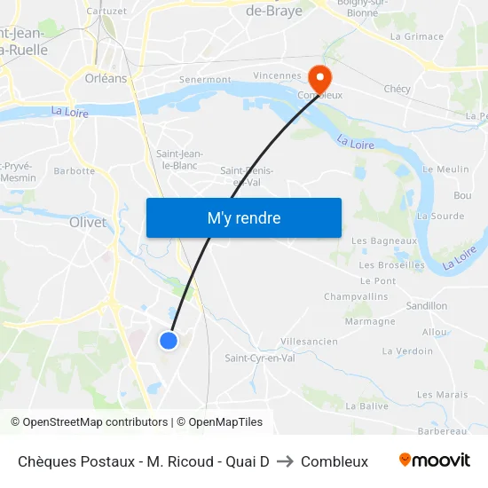 Chèques Postaux - M. Ricoud - Quai D to Combleux map