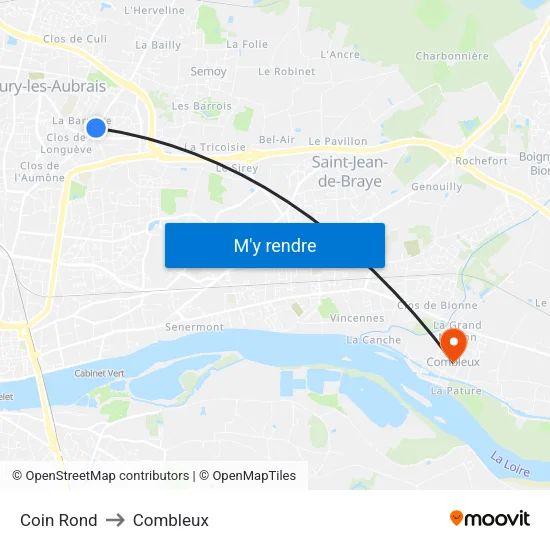 Coin Rond to Combleux map