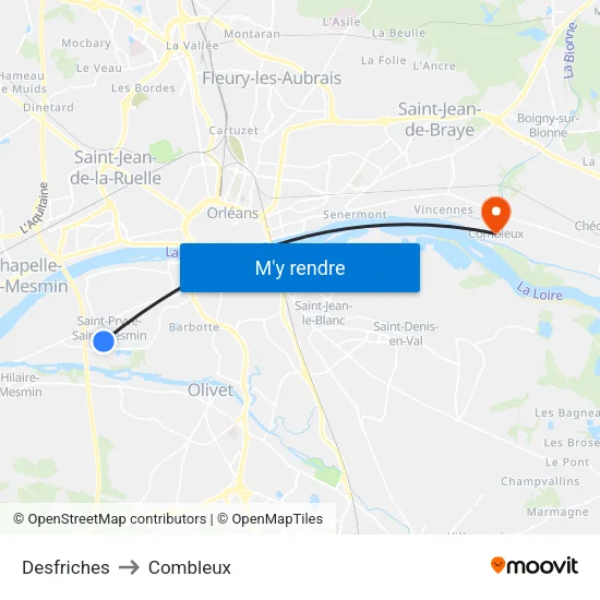 Desfriches to Combleux map