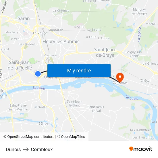 Dunois to Combleux map