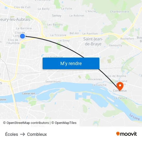 Écoles to Combleux map