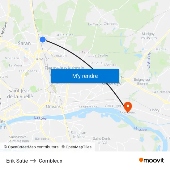 Erik Satie to Combleux map