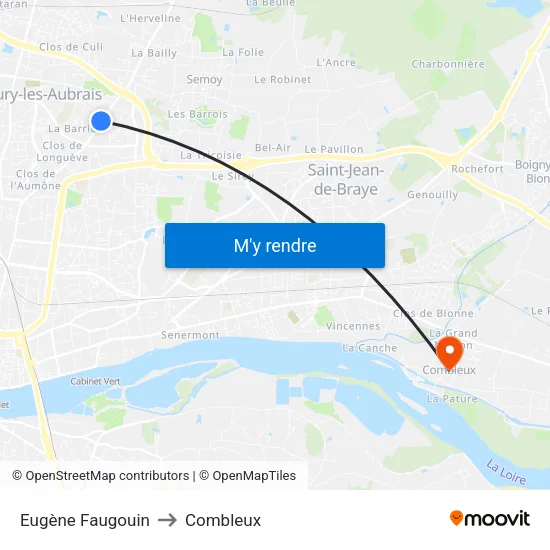 Eugène Faugouin to Combleux map