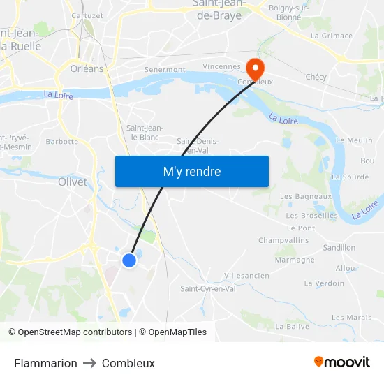 Flammarion to Combleux map