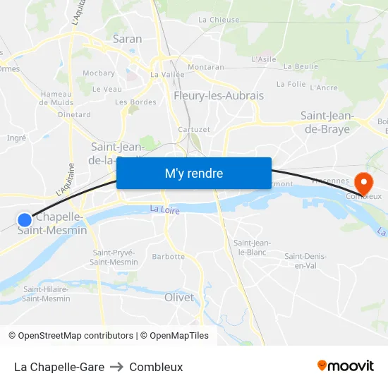 La Chapelle-Gare to Combleux map