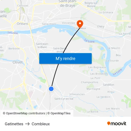 Gatinettes to Combleux map