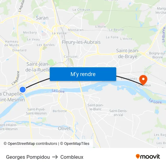 Georges Pompidou to Combleux map