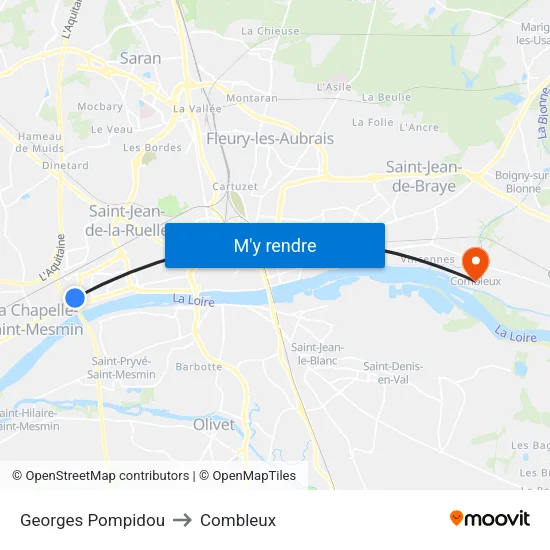 Georges Pompidou to Combleux map