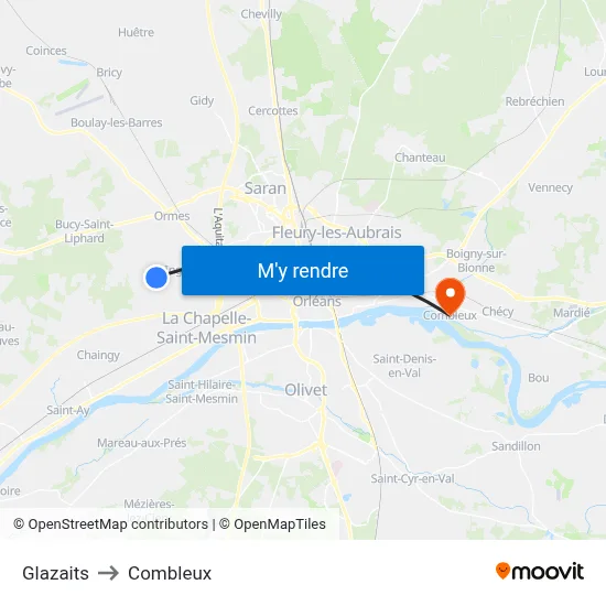 Glazaits to Combleux map