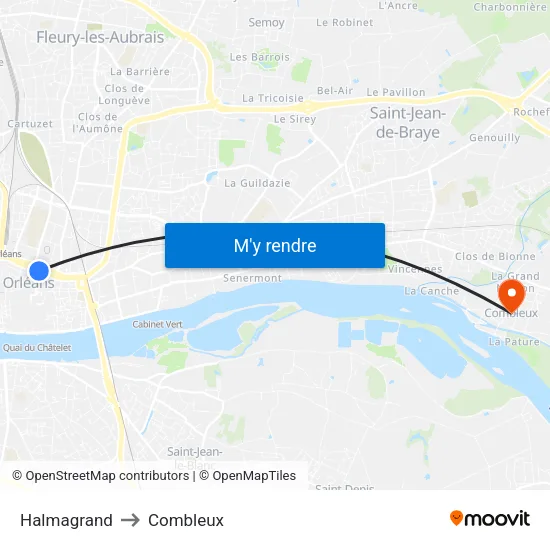 Halmagrand to Combleux map