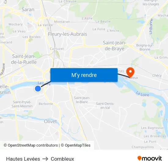 Hautes Levées to Combleux map