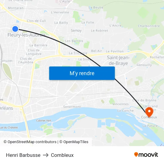 Henri Barbusse to Combleux map
