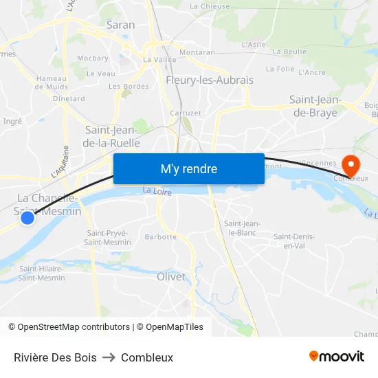 Rivière Des Bois to Combleux map