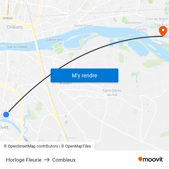 Horloge Fleurie to Combleux map