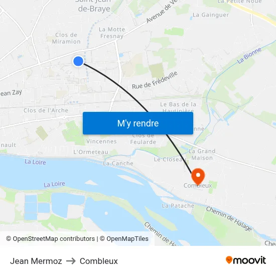 Jean Mermoz to Combleux map
