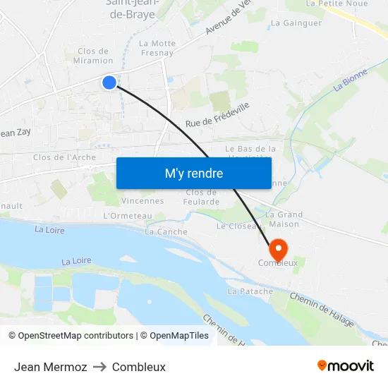 Jean Mermoz to Combleux map