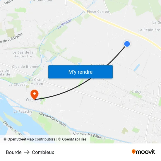 Bourde to Combleux map