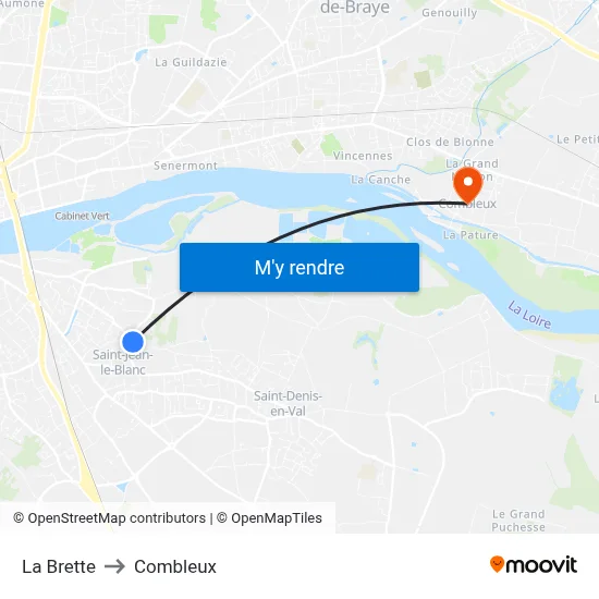 La Brette to Combleux map