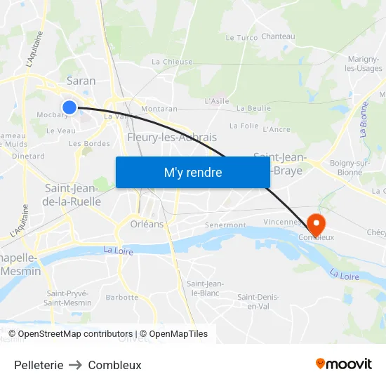 Pelleterie to Combleux map