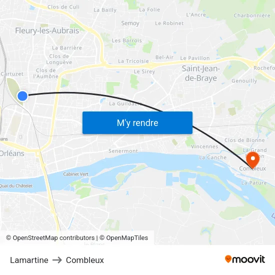 Lamartine to Combleux map