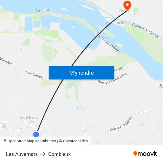 Les Auvernats to Combleux map