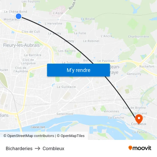 Bicharderies to Combleux map