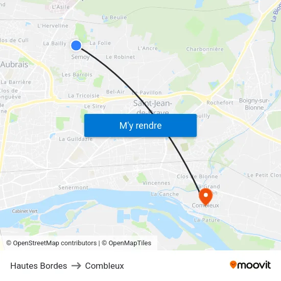 Hautes Bordes to Combleux map