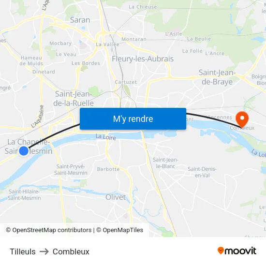 Tilleuls to Combleux map