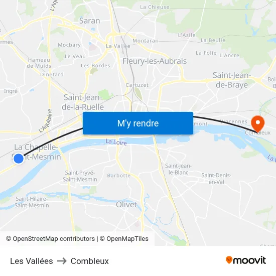 Les Vallées to Combleux map