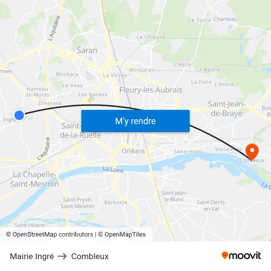 Mairie Ingré to Combleux map
