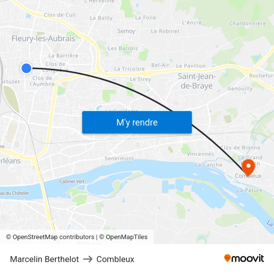 Marcelin Berthelot to Combleux map