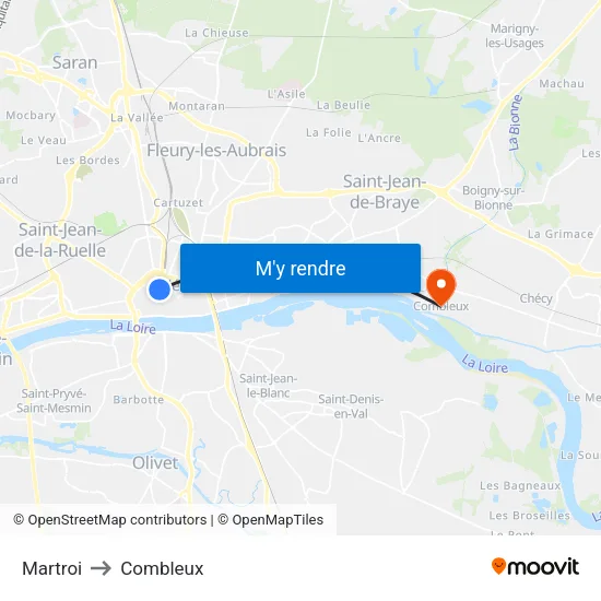 Martroi to Combleux map