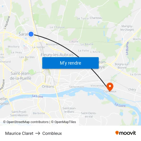 Maurice Claret to Combleux map