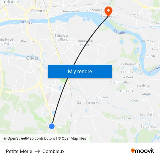 Petite Mérie to Combleux map